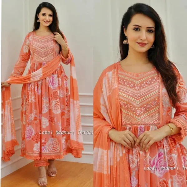Indian Women's Wedding Party Wearing Artificial Silk Fabric Pink Salwar Kameez Kurta Gift Dress