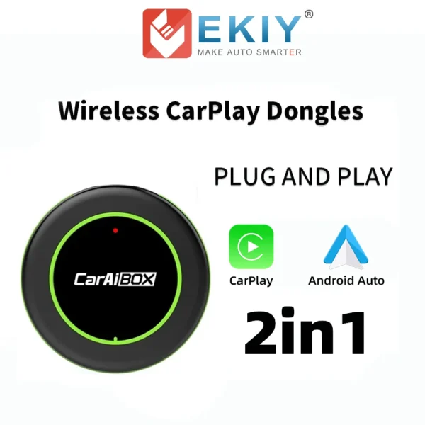 EKIY 2in1 CarPlay Ai Box Wireless CarPlay Adapter&Wireless Android Auto Dongle Box Plug&Play For Car Radio with Wired CarPlay