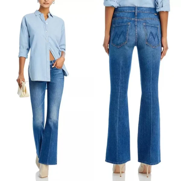 2024 Spring New Blue High Waist Quality Mid Line Slim Fit Micro Flared Female Denim Pants