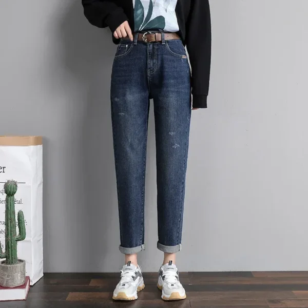 2024 New Winter Summer Fashion Ladies Casual Wide Leg Cotton Pants Autumn Winter Women Cotton Jeans