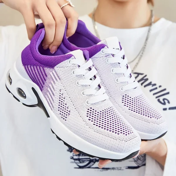 Running Shoes Ladies Breathable Sneakers Summer Light Mesh Air Cushion Women's Sports Shoes Outdoor Lace Up Training Shoes