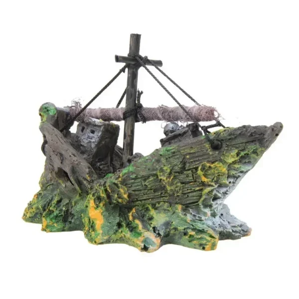 Vintage Resin Design Boat Aquarium Fish Tank Decorations Landscape Pirate Ship Wreck Ornaments Home Accessories Pet Supplies