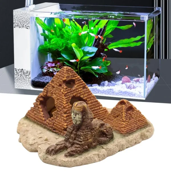 Fish Tank Decoration Anti-Deformed No Pollution Fish Tank Ornament Pyramid Sphinx Porous Rockery Aquarium Decoration for Indoor