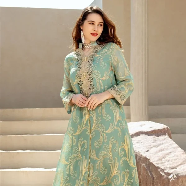 Embroidered Dubai Sequin For Woman Abaya Saudi Arabia 2023 Jalabiya Kaftan Muslim Lady Gree Turkey Islamic Abaya Pakistani Dress