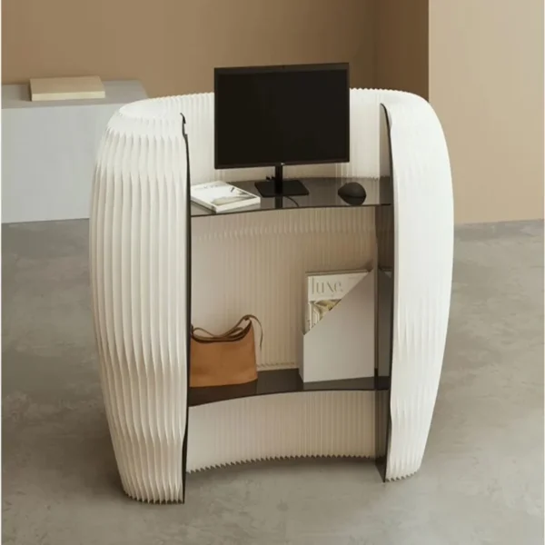 Portable Organ Paper Folding Reception Desk Office Desk Reception Counter Checkout Front Desk For Salon Shop Office