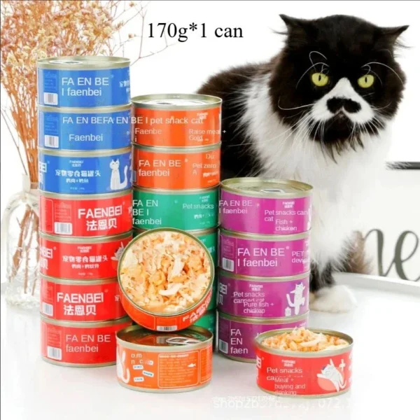 1pcs Canned cat white meat snack can cat snacks cat staple food young cat fat 170g cat wet food pet supplies